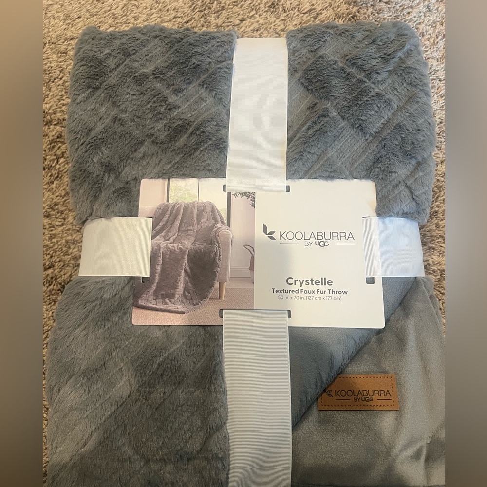 Koolaburra Crystelle Gray Faux Fur Throw